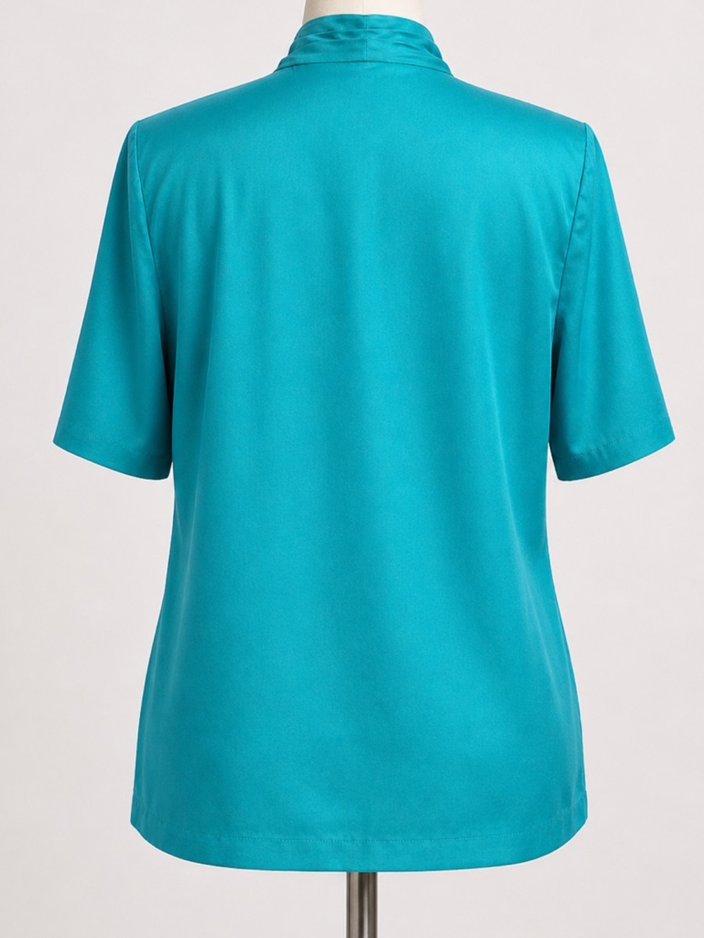 Vintage 70s Teal Pleated Blouse USA Made ILGWU Union Label Size 12 - Picture 4 of 7